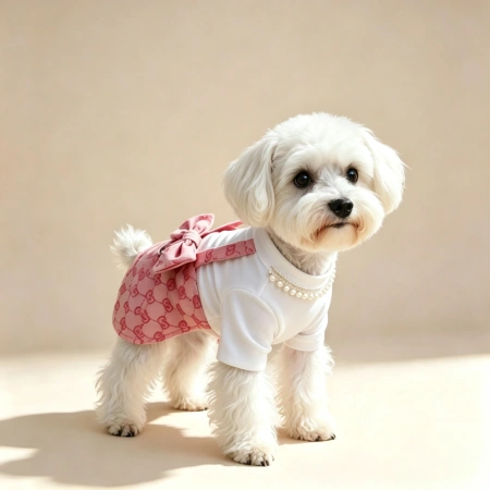 A two-piece set of pet harness dress with a classic floral print and a base T-shirt inside, suitable for towing dogs A two-piece set of pet harness dress with a classic floral print and a base T-shirt inside, suitable for towing dogs